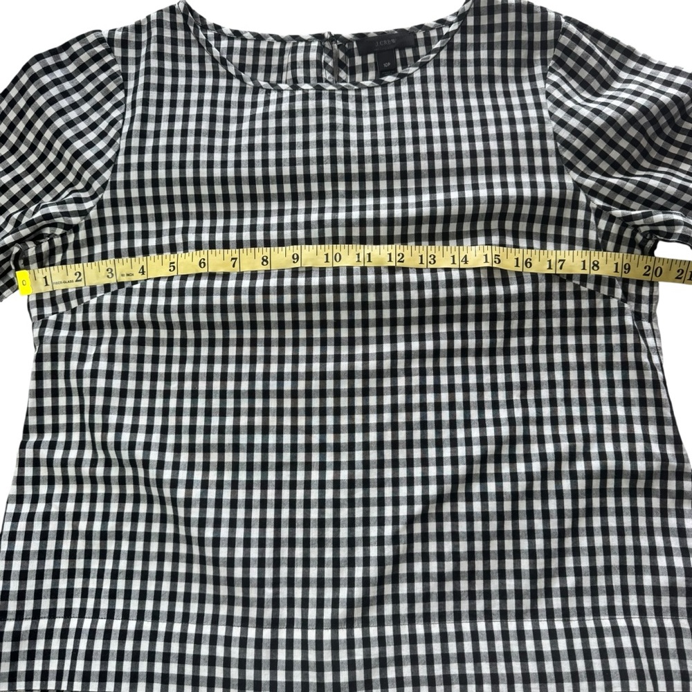 J. Crew Black and White Gingham 10 Petite Blouse with Tiered Bell Sleeves - Picture 5 of 9